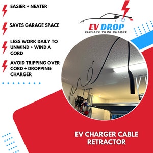 Tesla charging accessory hangs on a celing so you can avoid tripping over the charger on your garage.  The info sheet says that the electric vehicle charger cable holder is easier and neater, saves garage space and is less work.