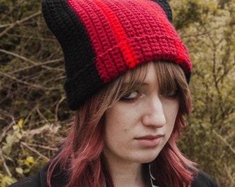 Hand crocheted Clancy cat hat