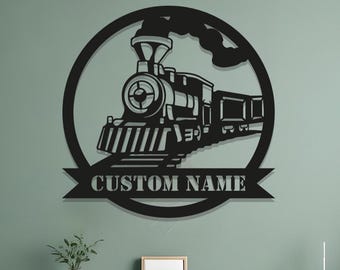 Personalized Train Metal Wall Art: Kids Room Decor, Railway Gift