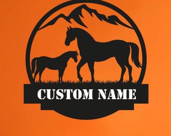 Personalized Horse Metal Wall Art: Custom Name Sign, Farmhouse Decor