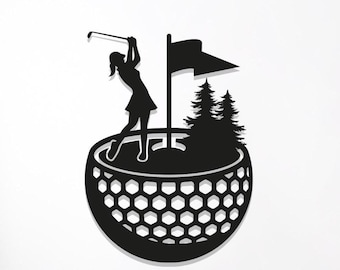 Arte de pared de metal de golf: silueta de golfista - Decoración de pared deportiva