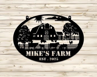 Personalized Farm Metal Sign, Custom Barn Name Sign, Rustic Farmhouse Wall Art, Ranch Entrance Decor, Barn Entryway Gift