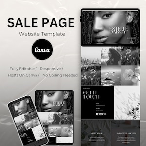Sleek Canva Sales Page Template for Coaches | Minimalist Course Funnel Design | Stylish Funnel Template for Creators | Instant Download
