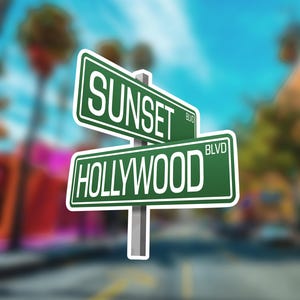 Sunset and Hollywood Boulevard Sign - Adesivi in vinile - Adesivi da collezione - Logo