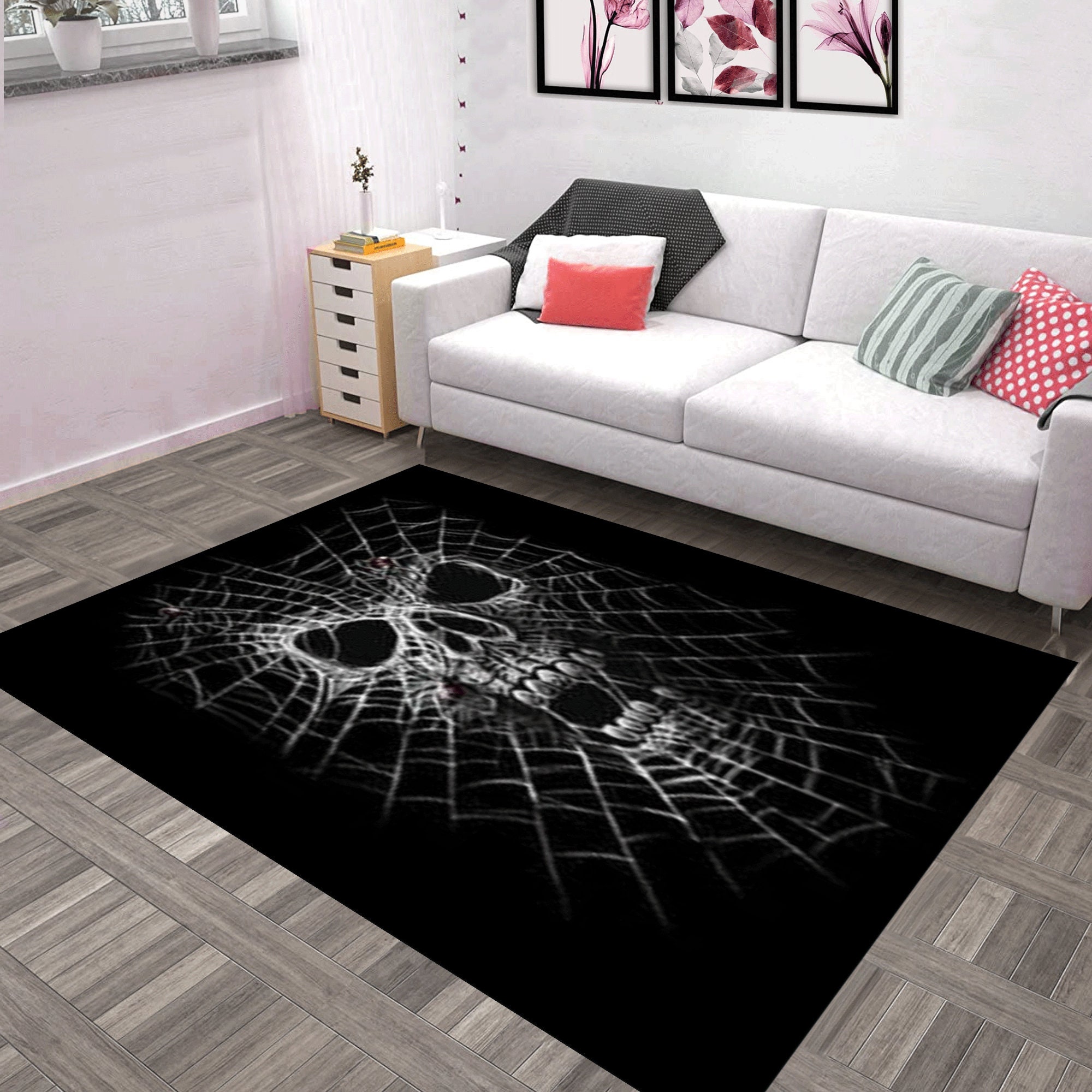 Discover Skull in Spider Web Rug, Skull Rug,Gothic Rug,Gift,Fear Rug, Colorful Rug, Rug,Rugs For Living Room, Rug Runner, Rug arts, Rugs for bedroom