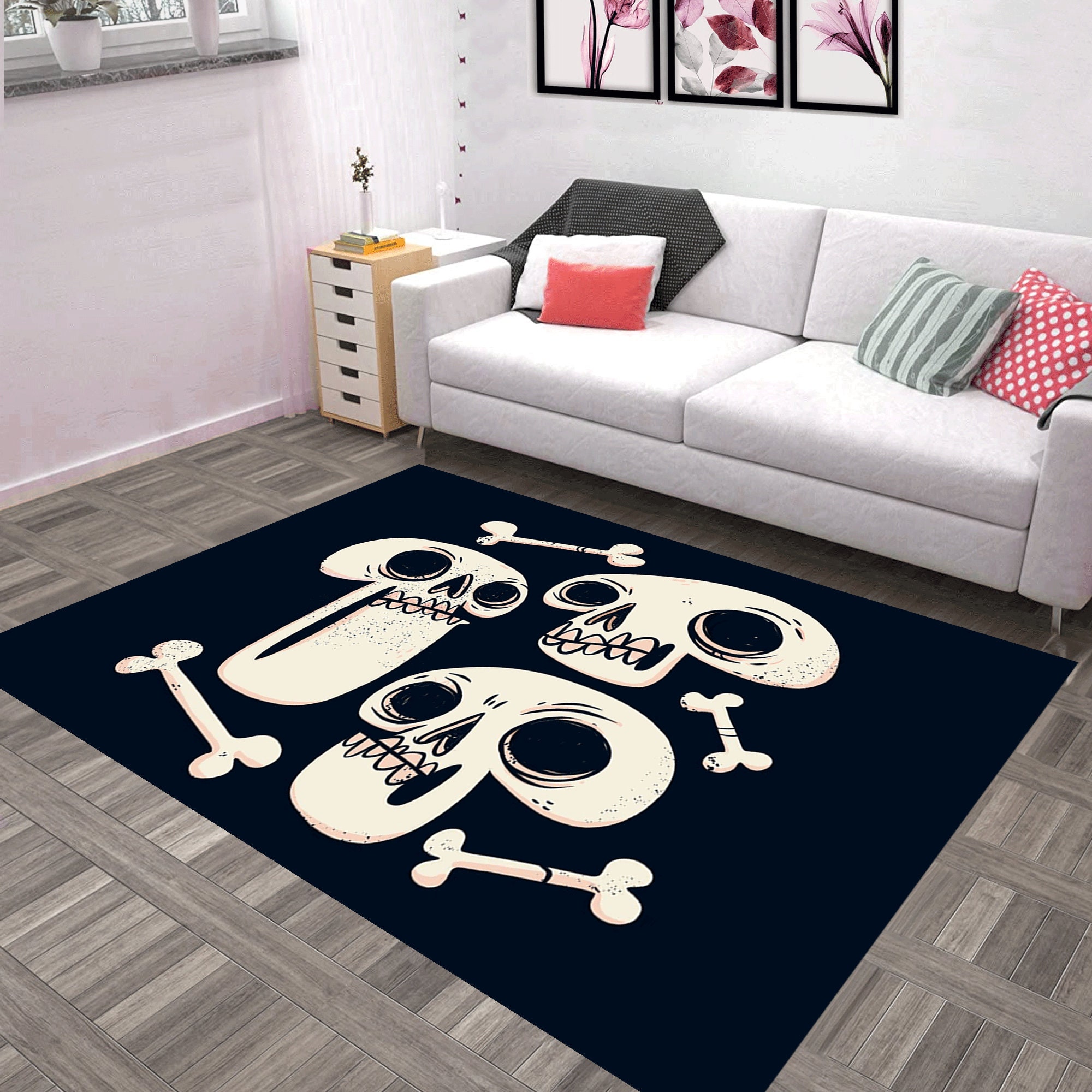 Discover Rugs For Living Room, Rug Runner, Rug arts, Rugs for bedroom,Washable Rug,Skull Rug,Skulls and Bones Rug, Colorful Rug, Home Decor, Carpet