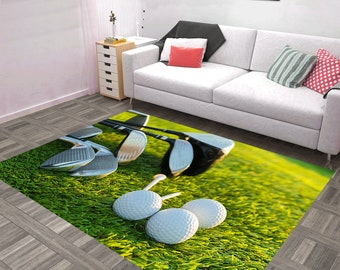 Golf rug, Golf area rug, Sports area rug, Golf ball photo area rug,Area Rug, Decorative Floor Rug, Sport Rug,Custom Rug,For Living Room Rug