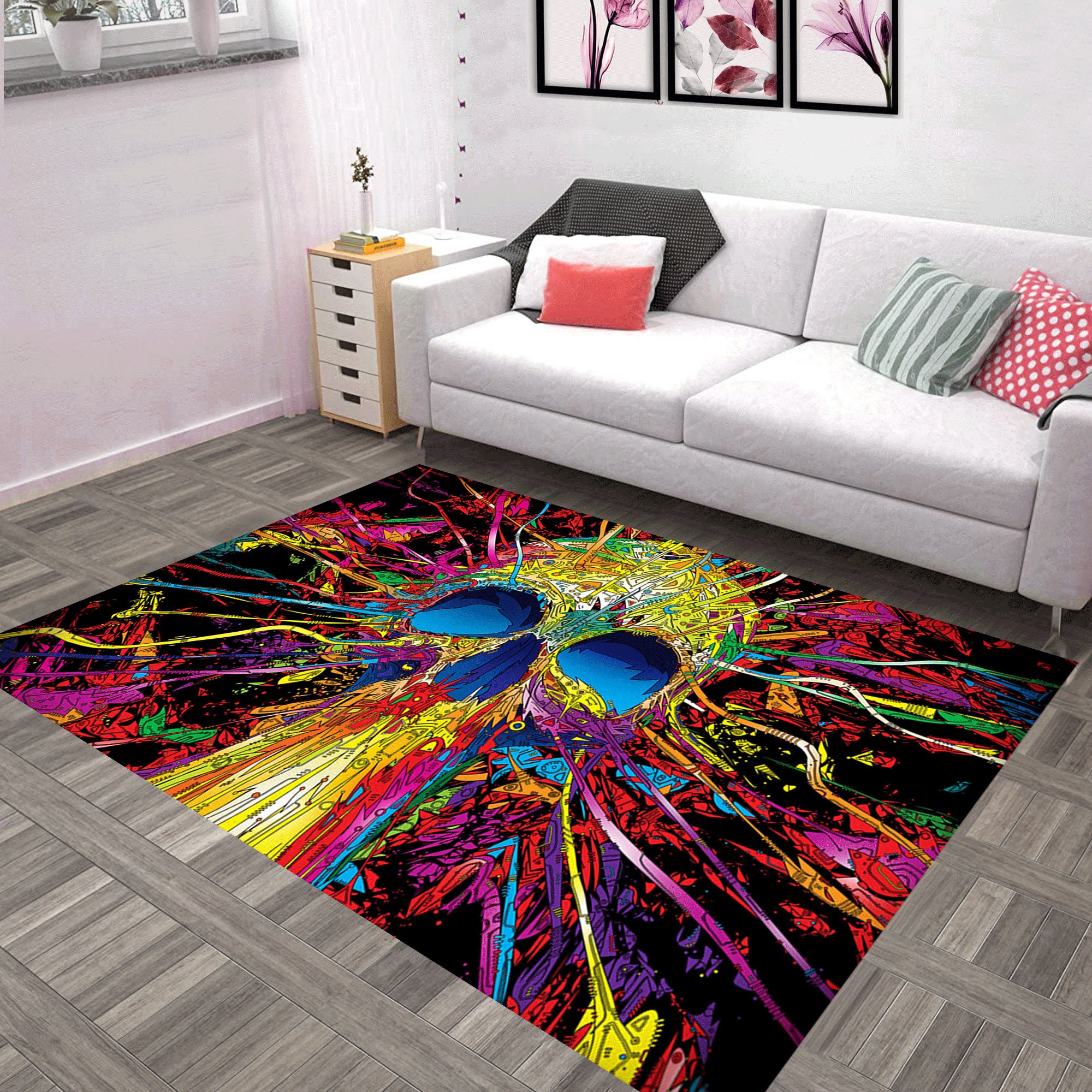 Discover Rugs For Living Room, Rug Runner, Rug arts, Rugs for bedroom,Washable Rug,Colorful Skull Rug, Skull Design Rug, Colorful Rug, Home Decor