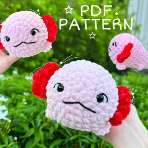 Axolotl Crochet PATTERN PDF ONLY, Cute Plush Axolotl Crochet Pattern Amigurumi in English, Kawaii Axolotl Crochet Pattern, Crochet Plushies