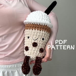 Motif au crochet Bubble Tea PDF UNIQUEMENT, motif Amigurumi de Bubble Tea en peluche en anglais, motif au crochet Big Boba