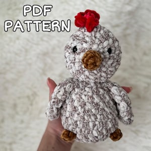 Plush Chicken Crochet PATTERN PDF ONLY, Chicken Amigurumi Pattern in English, Rooster Crochet Pattern, Hen Crochet Pattern