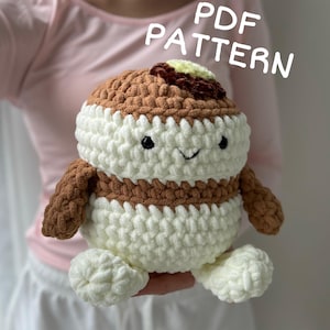 Pancake Guy Crochet PATTERN PDF ONLY, Fluffy Pancake Stuck Crochet Amigurumi Pattern in English, Plush Pancakes Crochet Pattern