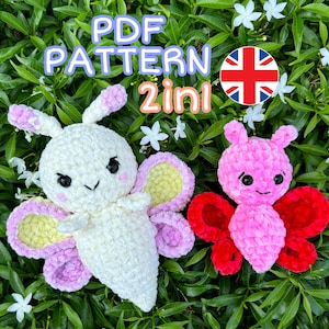 Bundle Butterflies Crochet PATTERN PDF ONLY, Cute Butterfly Amigurumi Crochet Pattern in English, Mini Butterfly Crochet Pattern