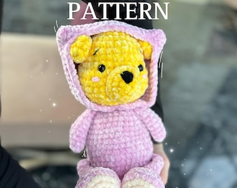 Crochet PATTERN Cuddly Bear, PDF ONLY, Cute Bear Crochet Tutorial in English, Cute Crochet Bear Pattern to Make