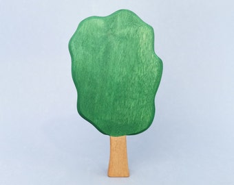 Wooden figurine of a green Hornbeam tree, sturdy toy tree, forest theme toy corner, Waldorf tree toy made entirely of wood, organic safe toy