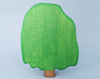 Wooden toy figurine depicting a green Willow tree, Waldorf tree, wooden figurine of a deciduous tree, sturdy toy tree, forest theme toy