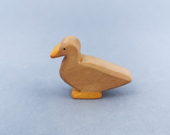 Duck wooden figurine, one figure from forest wild animals family set, open ended play, multi-generational toy, product for prek child
