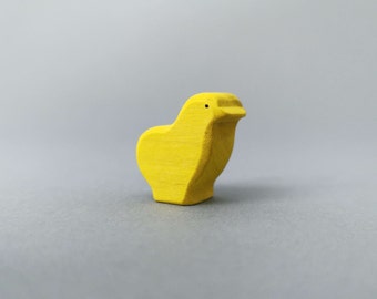 Wooden figurine of a yellow little Chick, set of farm animal figurines toy, farm theme toy, gift for child, hand-painted figure