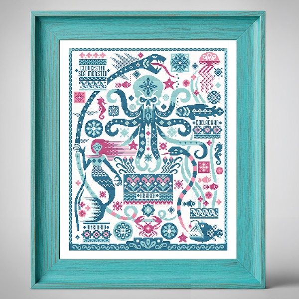 Marine Cryptids Cross Stitch Pattern: A Simple Sample for Lovers of Unusual and Creepy Animals (PDF Download)