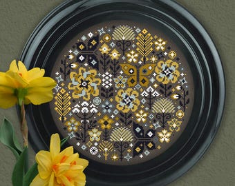 Patrón de punto de cruz "Prado de flores": Bordado de flores silvestres (Descarga PDF para Pattern Keeper)