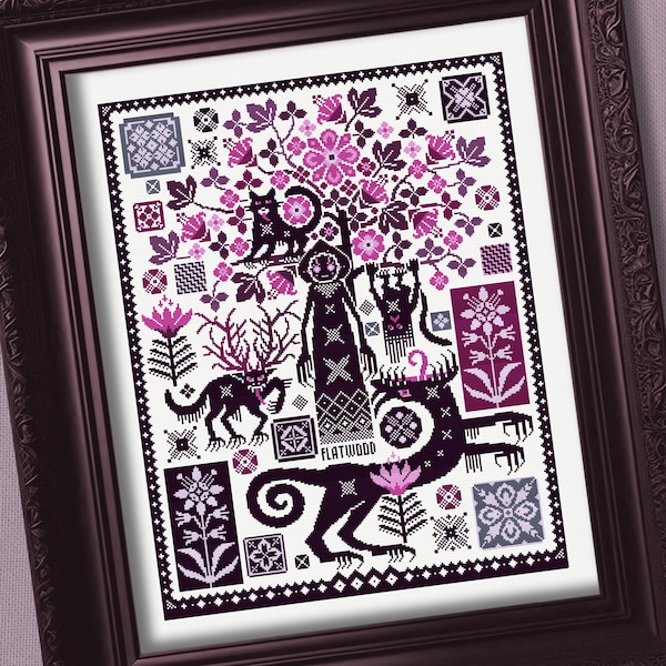 Cryptids and Flowers Cross Stitch Pattern: Fantastic Animals Cryptids Monsters Gothic Vintage (PDF Download)