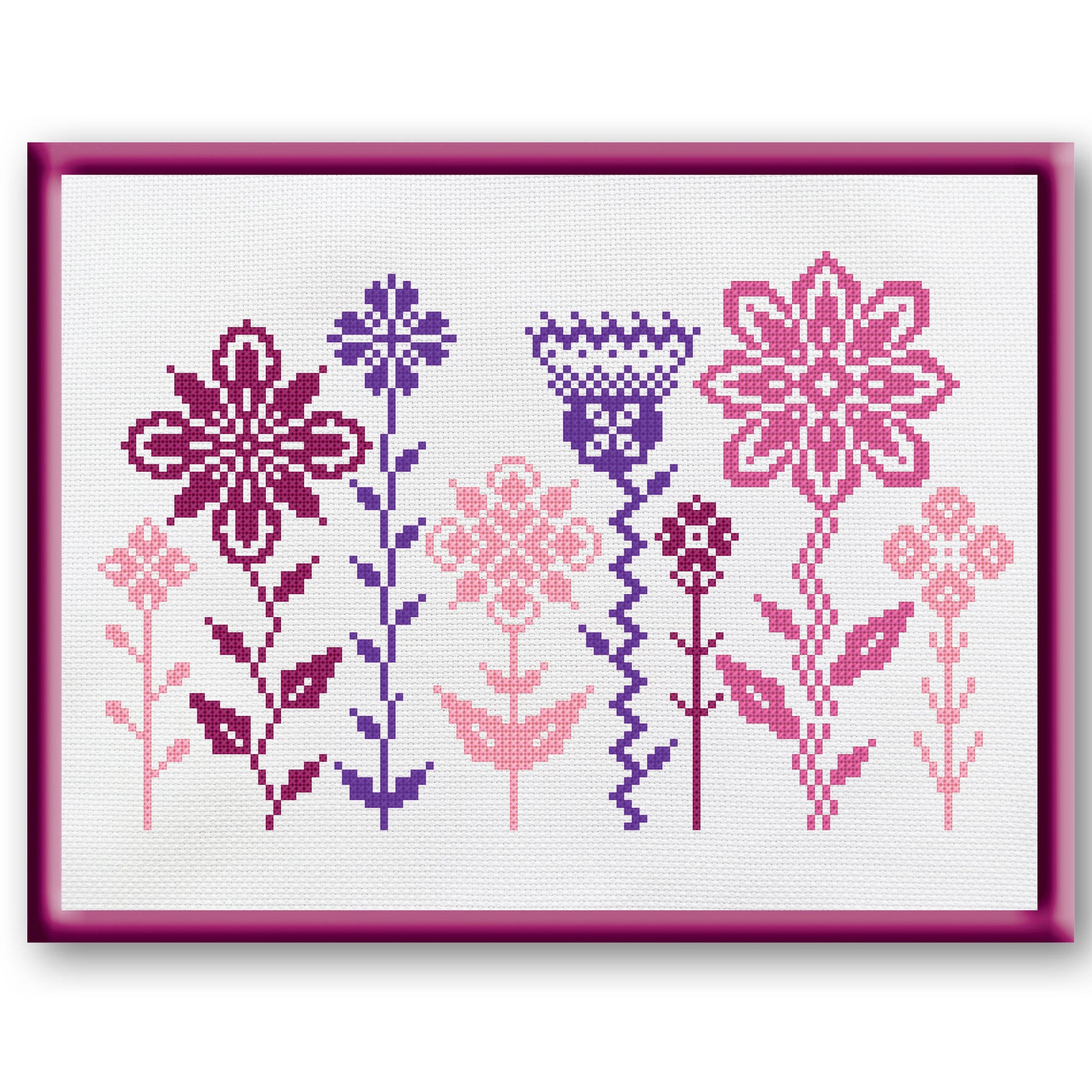 Floral Cross Stitch Pattern: Modern Flower Decor (PDF Pattern) - Etsy
