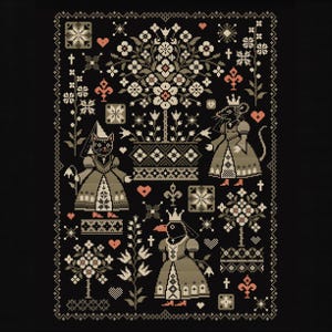 Patrón de punto de cruz "Jardín gótico en la noche" (Descarga PDF)