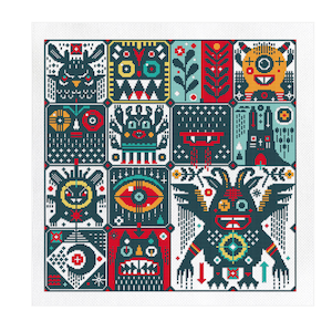 Monster Patchwork Kreuzstich-Muster: Moderne Stickerei (PDF-Muster)