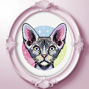 Devon Rex Cat Cross Stitch Pattern: Modern Embroidery (PDF Pattern)
