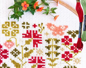 Wildflowers Cross Stitch Pattern, Simple Xstitch, PDF File