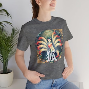 Japanese Kitsune Fox T-Shirt: Yokai Mythology Art