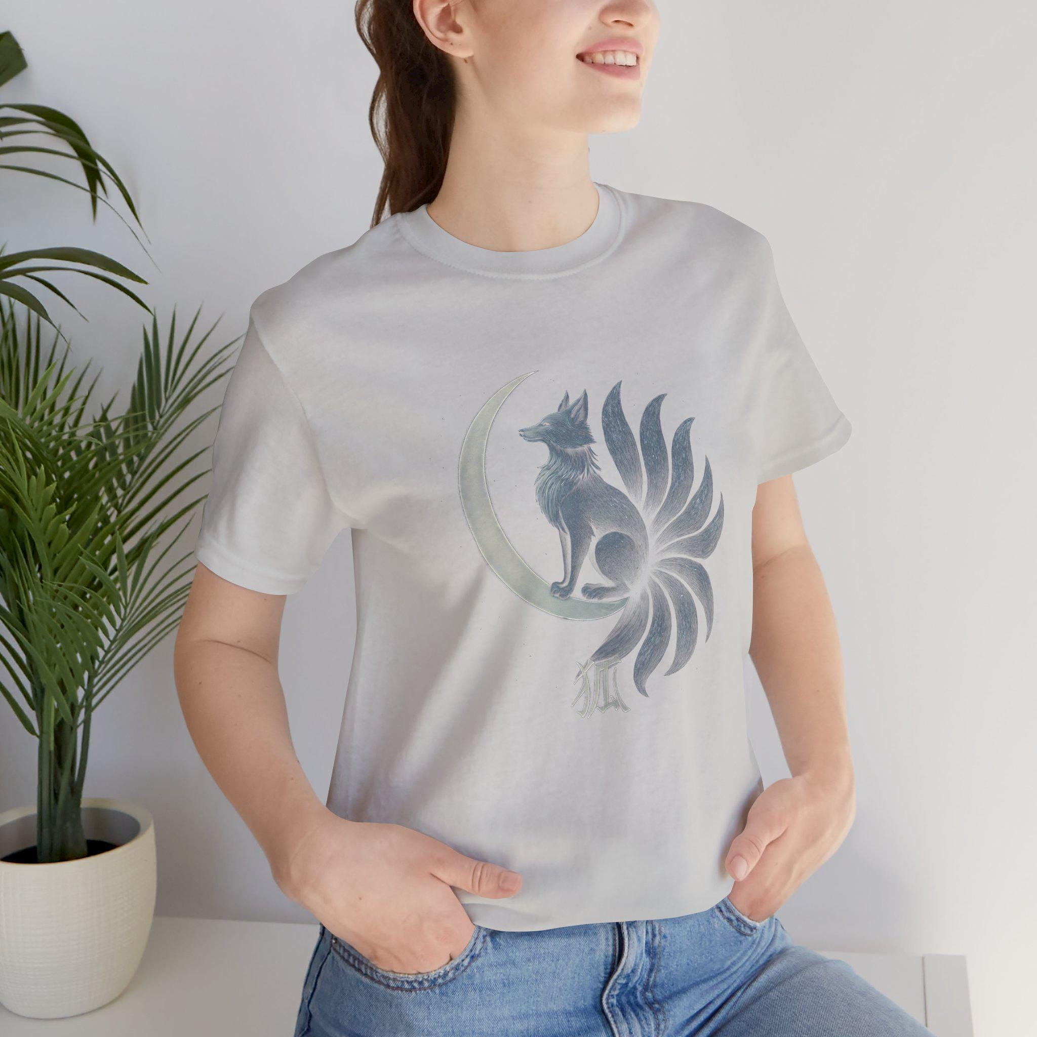 Kitsune Fox T-shirt, Mystical Yokai Art Inspired by Japanese