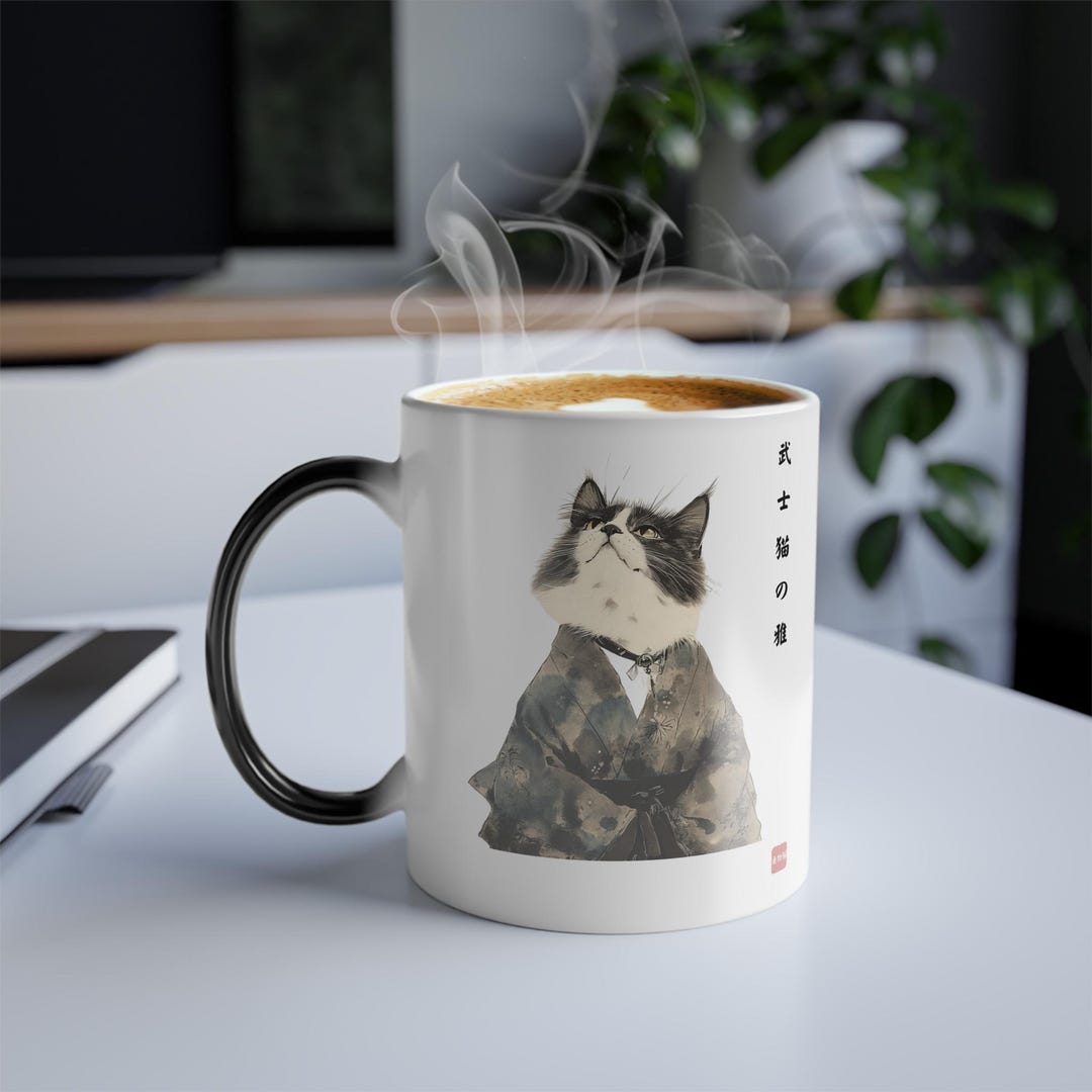 Color Morphing Mug: Adorable Cat Design - Kimono Cats Collection