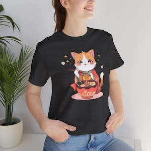 Maglietta Ramen Cat: maglietta kawaii giapponese con spaghetti