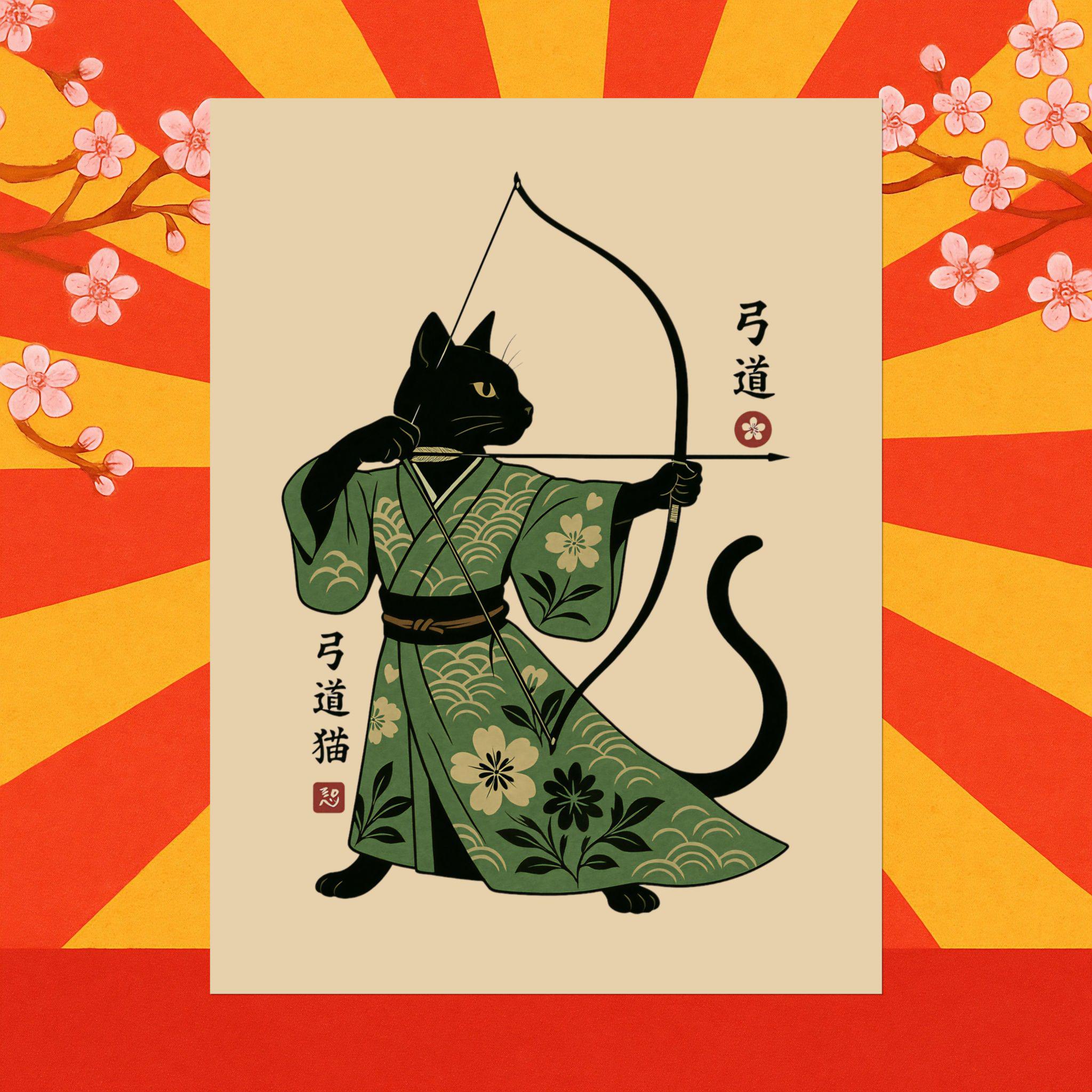 日本の猫の弓矢のポスター：弓道アニメアートプリント - Etsy 日本