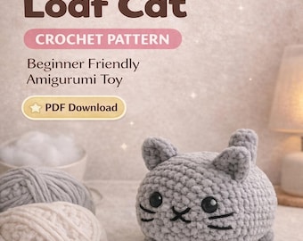 パン猫の編み図、初心者向けあみぐるみおもちゃ（PDFダウンロード