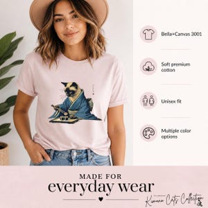 Sushi Cat T-Shirt: Japanese Kimono Art Tee for Cat Lovers
