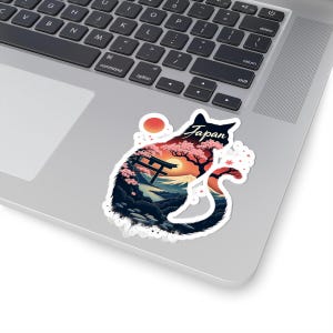 Japanese Cat Kiss-Cut Stickers, Cute Cat Decals, Laptop Stickers, Aesthetic Sticker, Gifts for Kitty Lovers, Japan-Themed Art