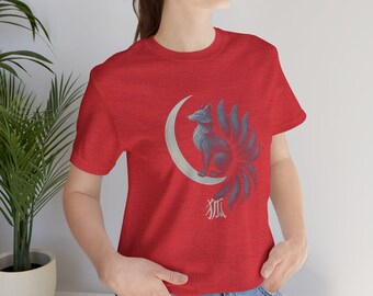 Kitsune Fox T-shirt, Mystical Yokai Art Inspired by Japanese