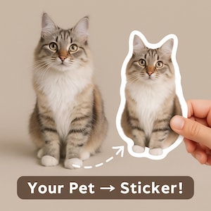 Custom Pet Sticker - Waterproof Vinyl, Die Cut from Your Pet Photo, Dog & Cat Stickers, Personalized Gift, Laptop or Water Bottle Decal