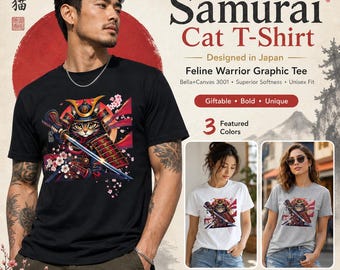Camiseta de gato samurái: Arte neko de inspiración japonesa