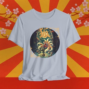 Japanese Folklore Tee: Kitsune Yokai Fox Unisex Jersey Short Sleeve Tee, Ancient Japanese Spirit Art, Geisha and Yokai Art, Legends Shirt