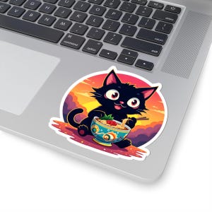 Śliczne naklejki z wycinanymi pocałunkami w kształcie makaronu z kotkami - uroczy laptop, butelka na wodę, dziennik, prezent i dekoracja dla miłośników kotów!