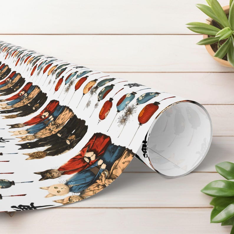Kimono Cats Gift Wrapping Paper | 90gsm Fine Art Present Wrap image 8