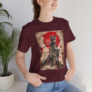 Samurai Cat Warrior Tee, Kimono Katana Cat T-Shirt, Japanese Ink Art Shirt, Feline Warrior Gift, Unisex Tee, Cats Lover Gift, for Japan
