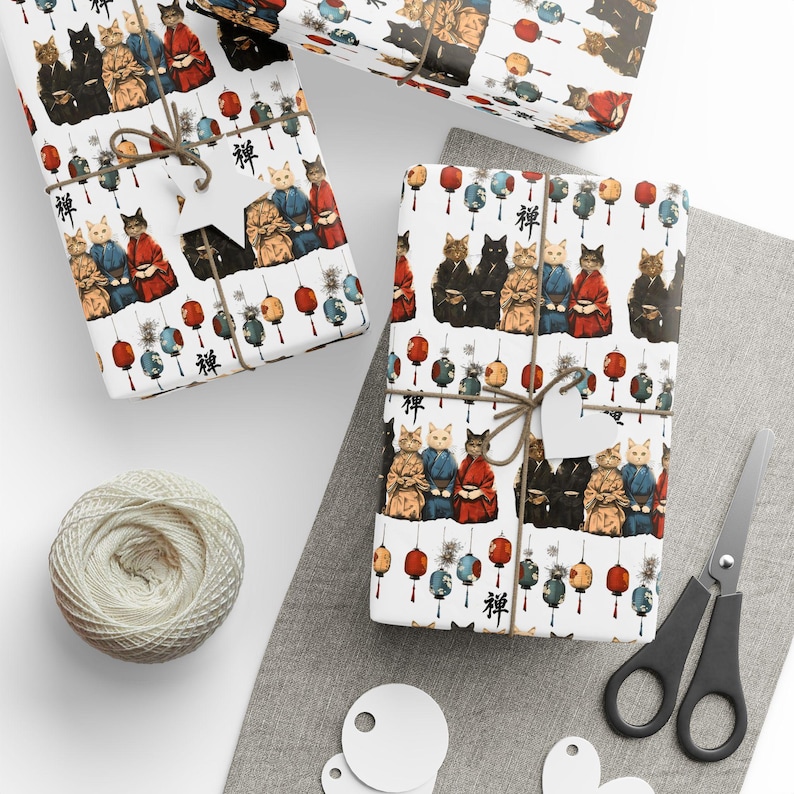 Kimono Cats Gift Wrapping Paper | 90gsm Fine Art Present Wrap image 4