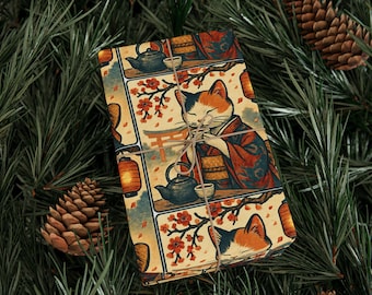 Cat Wrapping Paper, Kimono Neko Design