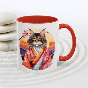 Cat Mug – Kimono Cat Coffee Cup with Japan-Inspired Design – Cute Gift for Cat Lovers, Cat Moms & Tea Drinkers