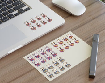 Cute Cat Sticker Pack - Waterproof Kimono Kitty Stickers for Laptop & Water Bottles - Kawaii Cat Aesthetic, Self-Adhesive