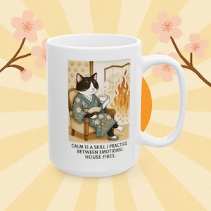 Cute Cat-Themed Ceramic Mug, Coffee Cup, Funny Cat Lover Gift, Cozy Home Decor, Tea Mug for Relaxation